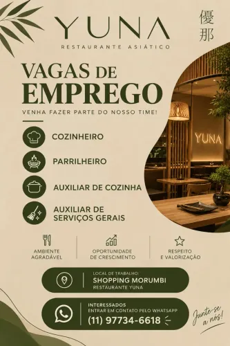Vagas para Restaurante asiático