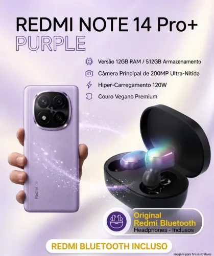 Redmi Note 14 Pro+ 12GB + 512GB Purple Fone Bluetooth Redmi Incluso
