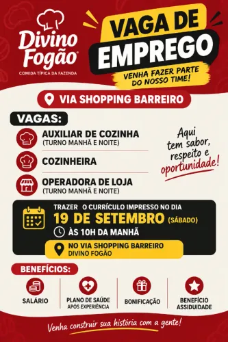 vaga para restaurante via shopping barreiro