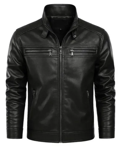 Jaqueta de couro preto básico