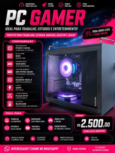 PC Ryzen 3 2200G 16gb RAM