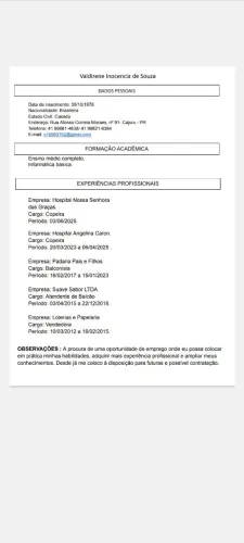 Copeira hospitalar, atendente, vendedora