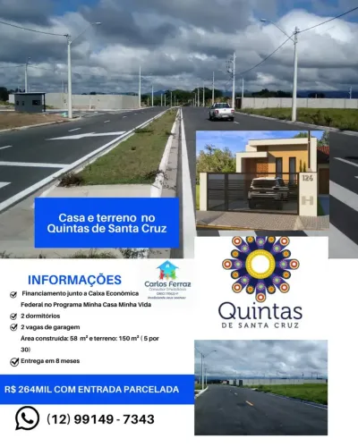 Casa nova no Quintas de Santa Cruz por 264 mil