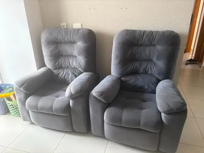 Poltrona do Papai Reclinável - 2 Unidades em Suede