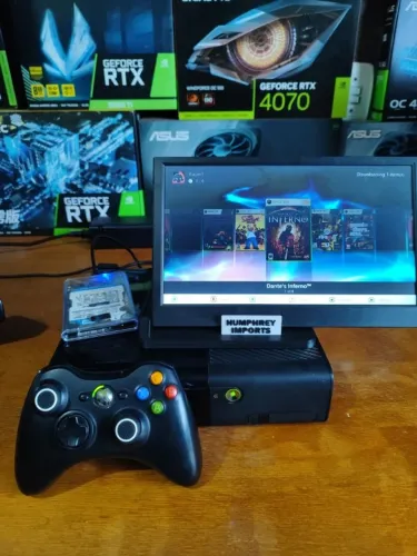 VIDEO GAME XBOX 360 DESBLOQUEADO 2 CONTROLES KINECT - GARANTIA 3 MESES