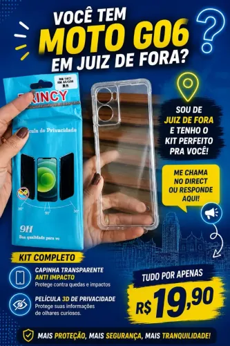 ? KIT CAPINHA + PELÍCULA PARA MOTO G06 - R$ 19,90
