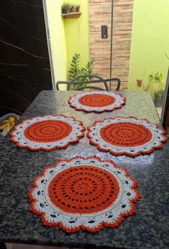 Jogo de Sousplat de crochê com 4 unidades