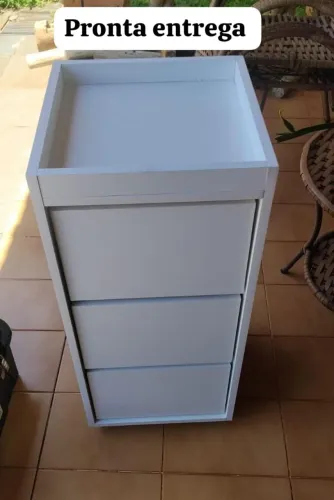 GAVETEIRO AUXILIAR CM 3 GAVETAS/RODINHAS SILICONE MDF NOVO ENTREGA GRÁTIS