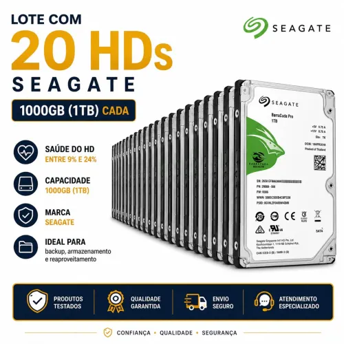 Lote 20 HDs Seagate 1 terá Ler anúncio