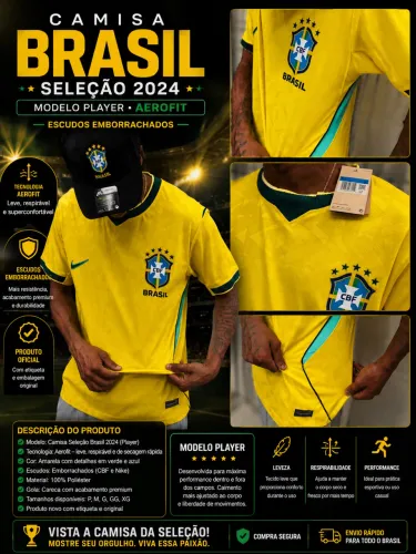 Camisa seleção brasileira modelo Player aerofit