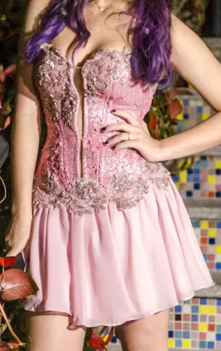 Vestido 2 em 1 Curto Festa pedraria + saia longa