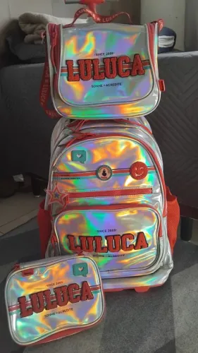 Mochila luluca com lancheira e estojo