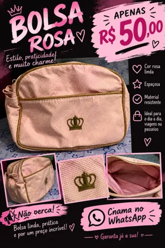 Bolsa maternidade rosa bebê 