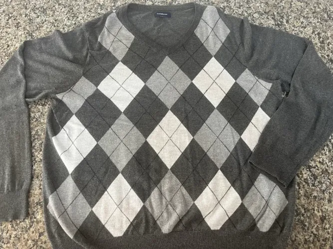Tam XL Suéter Masculino - Estampa Argyle (Xadrez)