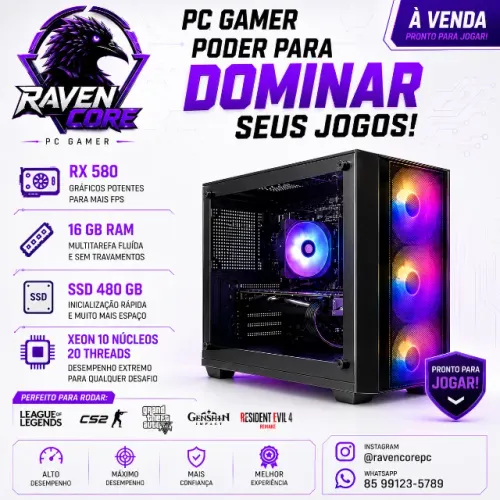 PC Gamer novo - RX 580 - SSD 480 GB