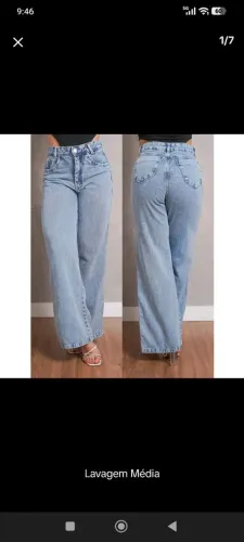 Calça jeans wide leg cintura alta 40<br>Retirada em Olaria ou envio por moto.