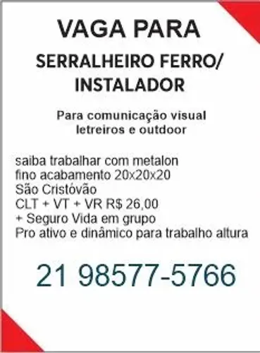 SERRALHEIRO FERRO / INSTALADOR 