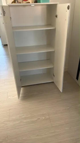 Armário / Cômoda para livros ou despensa, branco com 4 prateleiras altas e fundas