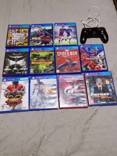 Lote de jogos de PS4 e um controle original