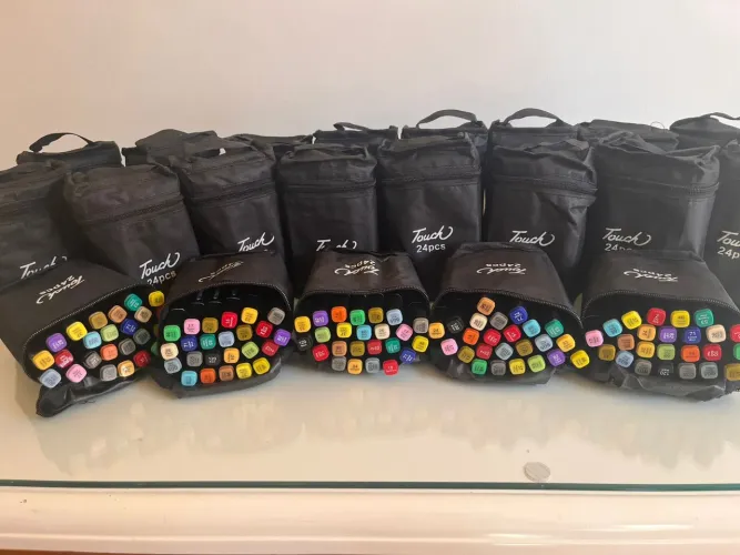 24 Canetinhas Marcadora Touch Ponta Dupla