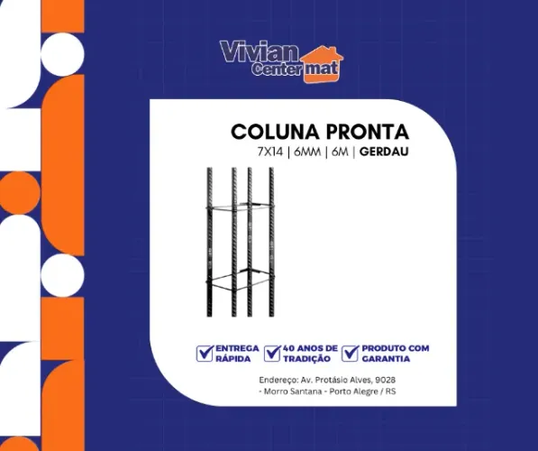 Coluna Pronta Gerdau 7x14 | 6mm | 6m