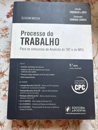 Livro de Processo do Trabalho de Elisson Miessa