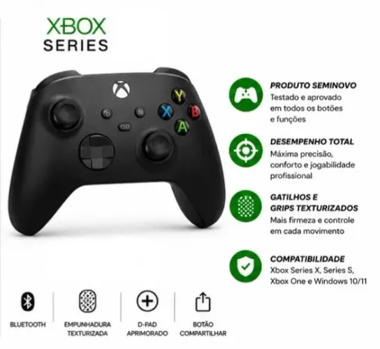 Controle Xbox Series X/S Original Preto - Seminovo