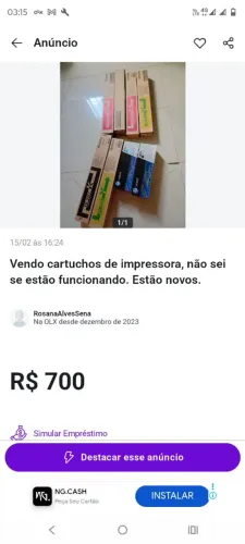 Vendo cartuchos de impressora.