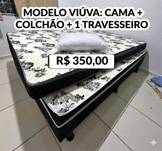 CAMA + COLCHÃO + TRAVESSEIROS