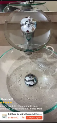 Cuba de vidro e torneira cascata de vidro