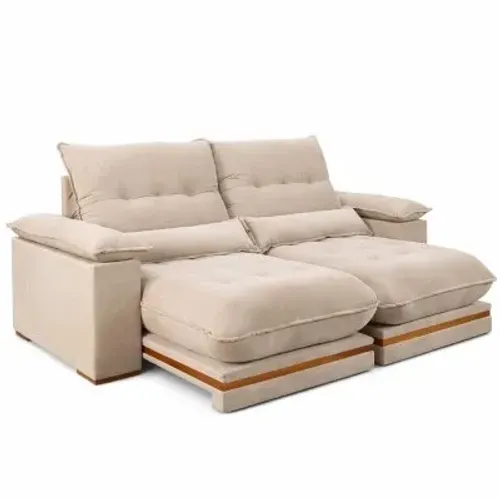 Sofá Retrátil Reclinável Ibis 2.30m Veludo Cappucino 828 - D33 e Molas Ensacadas rf75