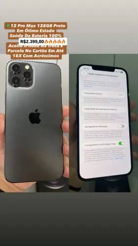 iPhone 12 Pro Max 128GB Preto ( Saúde Da Bateria 100% ) Em Ótimo Estado
