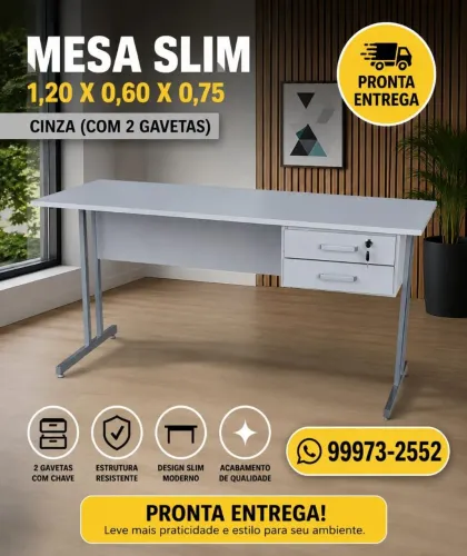 Mesa slim com 2 gavetas novas pronta entrega