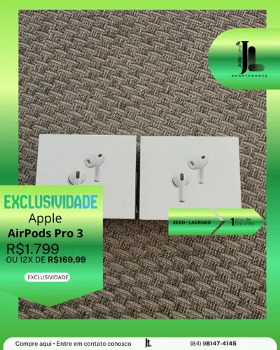 APPLE AIRPODS PRO 3, LACRADO, LANÇAMENTO!