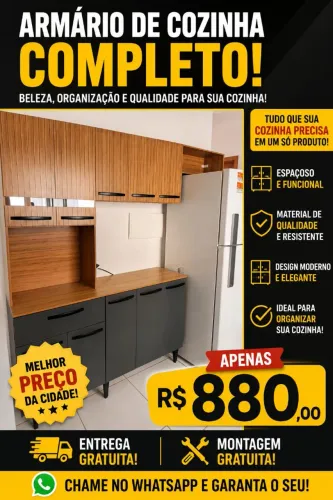 Armário de cozinha completo moderno 880,00 entrega e montagem gratis