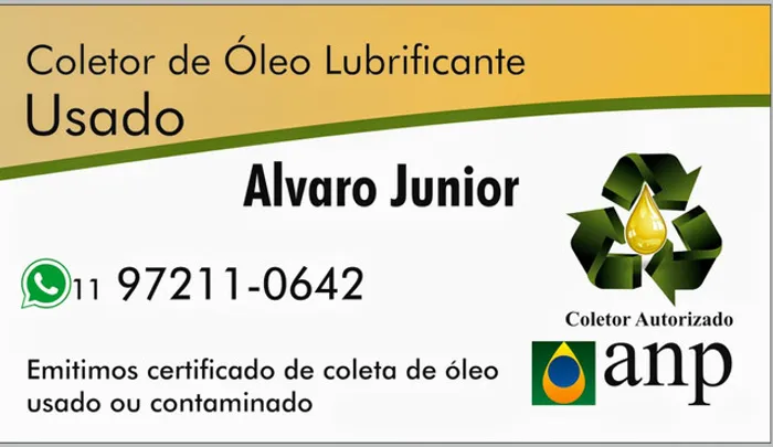 Coleta ÓLEO LUBRIFICANTE usado