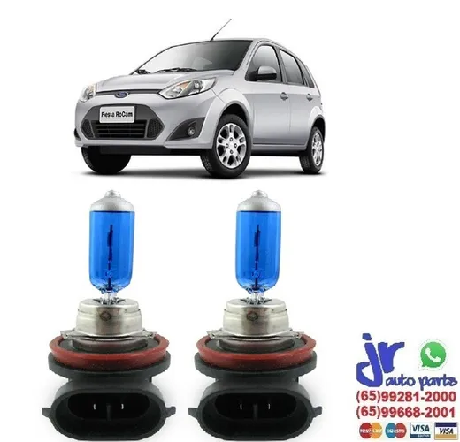 Par de Lâmpadas Super Brancas H8 8500K Efeito Xênon Ford Fiesta