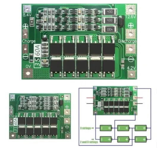 Bms 3s 60a 12.6v Com Balanceamento Arduino Automação COD-AM416