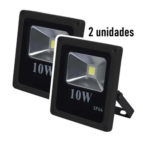 Kit 2 Refletor 10w Led Slim Externo Branco Frio Jardim Fachada