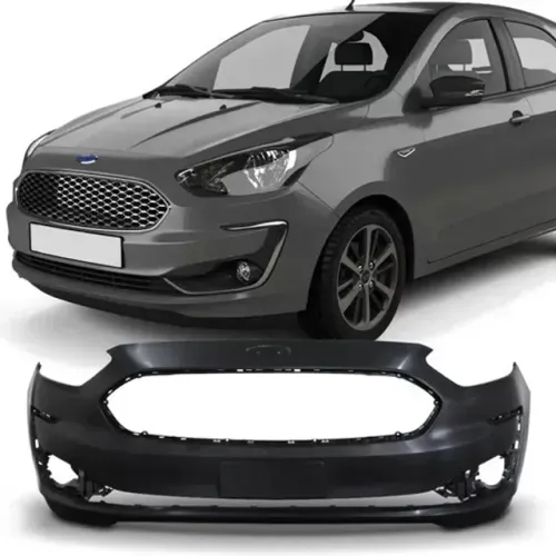 Parachoque Dianteiro Ford Ka 2019 à 2021 - Furo Farol Auxiliar - Preto Liso - Loma Plas