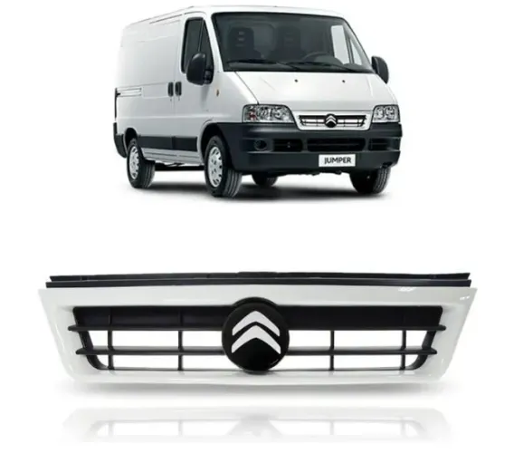 grade dianteira com friso branco e emblema - Citroen Jumper 2006 a 2017