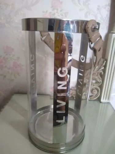 Lanterna decorativa metal e vidro  Living
