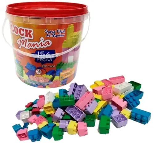 Balde Blocos De Montar Block Mania Com 156 Peças