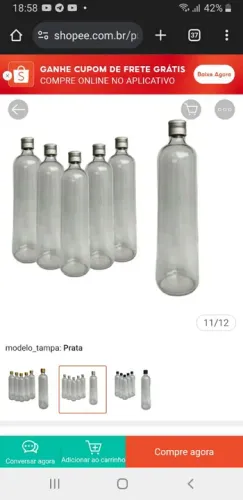 Garrafas de Vidro - 250 Peças - 900ml - Tampa de Prata
