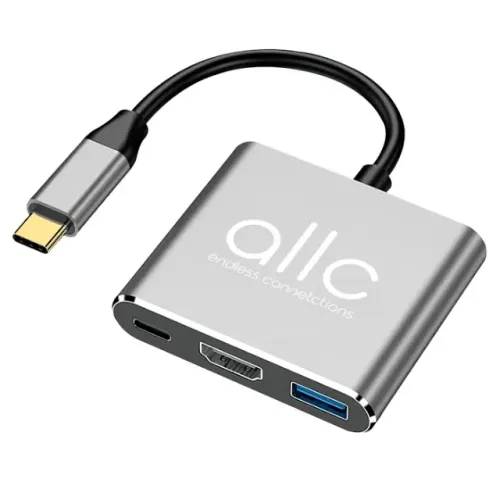 Adaptador Hub USB Tipo C 3.1 para HDMI 4K USB 3.0 USB-C para Carregador 3em1