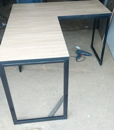 produto novo - mesa industrial metalon e mdf cor carvalho