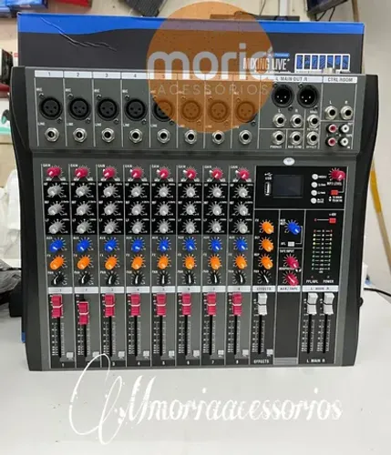 Mesa Som Profissional 8 Canais Console Misturador Usb Efeito