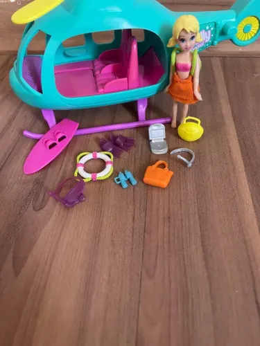 Helicóptero e Boneca Polly - Brinquedo Completo