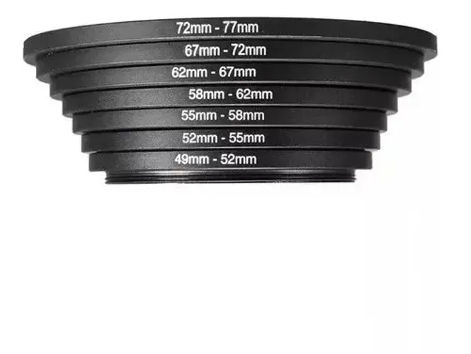 Kit Anel 7 Adaptador Step Up Para Filtro Nd Câmera 