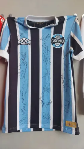 Camisa Grêmio Retro 1981 Campeão Brasileiro - autografada